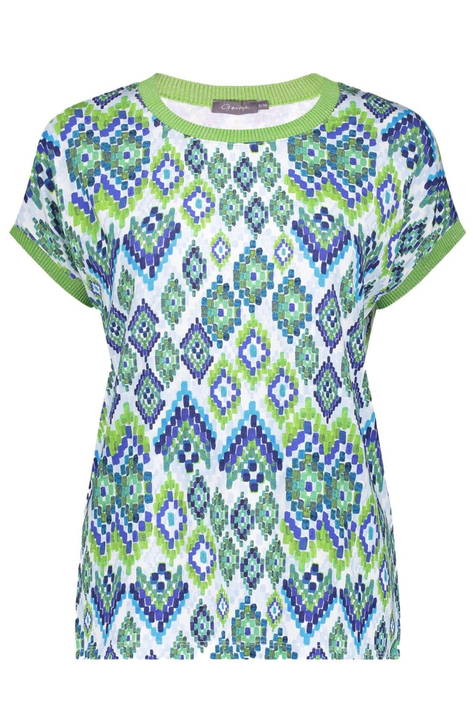 SARAH TOP MET PRINT 42053 60 Navy/Green